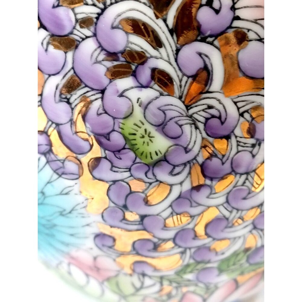 Fine Chinese Porcelain Thousand Flowers Gold Leaf Large Ovoid Ginger Jar Vase 9" - Picture 5 of 7
